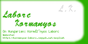 laborc kormanyos business card